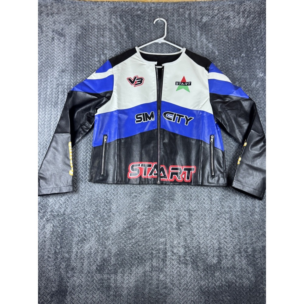 Simplicity Start V3 Moto Biker Jacket Women XL Multi Stretch Colorblock Full Zip